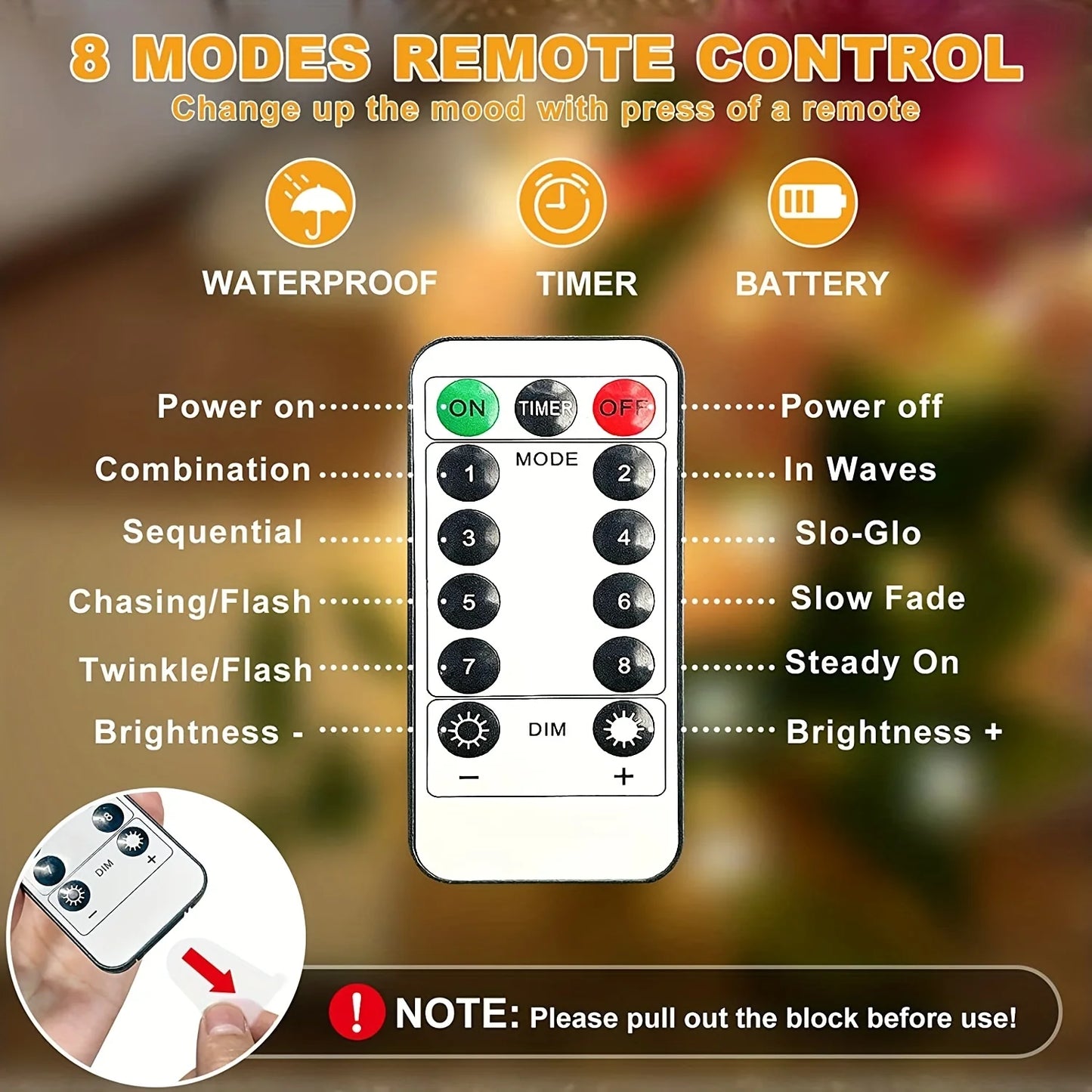 GlitzGarten StarTopper String Lights – długość 3 metry, 8 trybów, do użytku wewnątrz i na zewnątrz