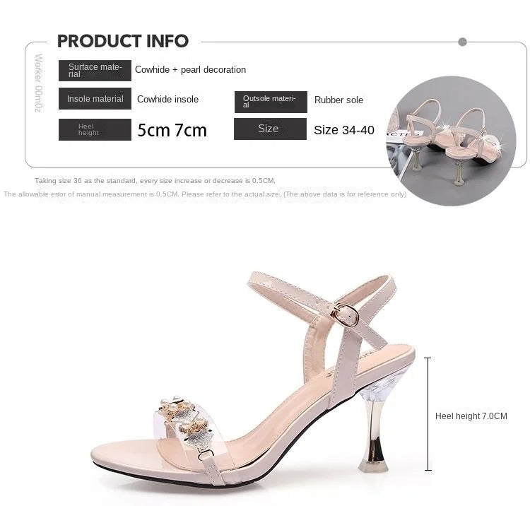 Elegant Sandals Ladies 2023 Shoes for Women Sandals Summer 2023 Fashion Crystal Transparent Thin High Heels Sandals Female 35-40