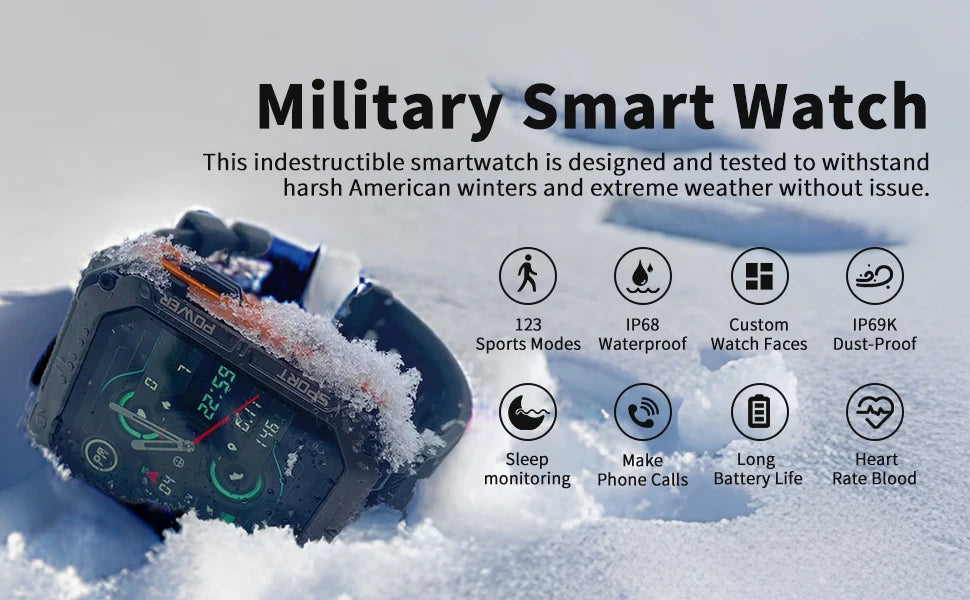 C20Pro Sports Smart Watch Männer Bluetooth Anruf Smartwatch IP68 Wasserdicht Multi Sports Mode Gesundheitsüberwachung Militär Smartwatch