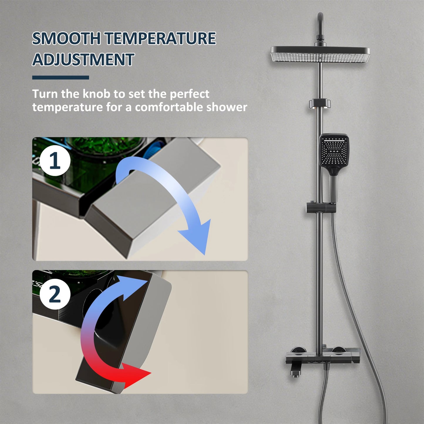 NONEM Badezimmer Wasserhahn-Set Klappbarer Auslauf 180°-Höhenverstellbar Messing