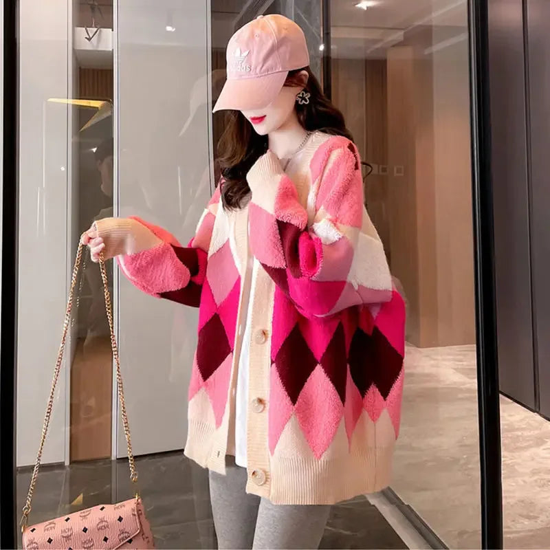 Shangkaka V-Neck Cardigan - Länge 26 Zoll Oder Mehr Gewicht 120 Bis 220 Gramm Pro Quadratmeter Lockere Passform