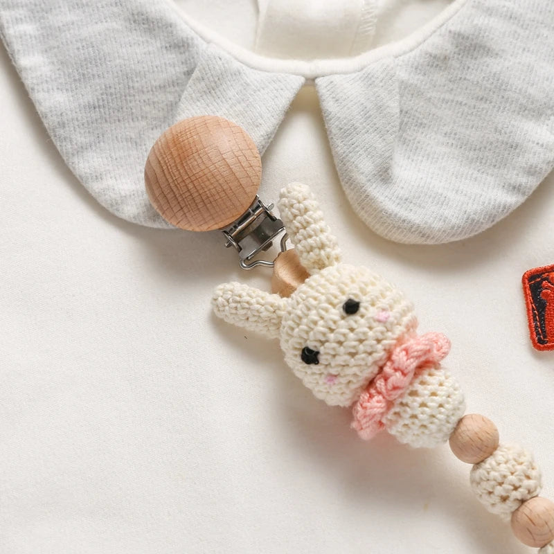 Baby Pacifier Chain Star Customizable Beads Wooden Pacifier Clips BPA Free Handmade Holder Chain Infant Nursing Teether Chain