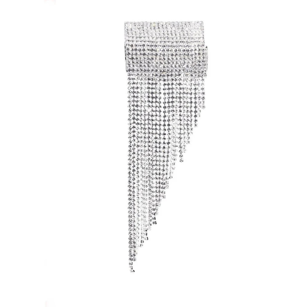 Mode Große Strass Manschette Armband Für Frauen Mädchen Funkelnd Glänzend Elegant Lange Quaste Design Bühne Party Handgelenk Schmuck