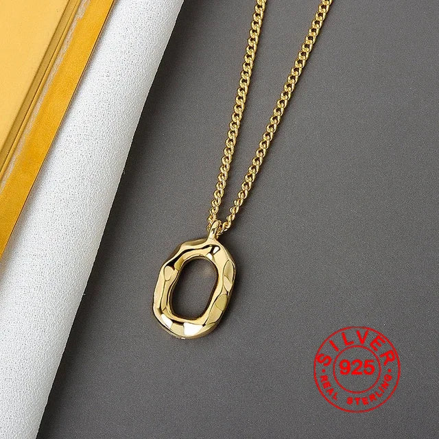 Colier cu pandantiv geometric, elegant, rotund, de culoare aurie, din argint, elegant, bijuterii fine pentru femei, nuntă, petrecere, Bijoux