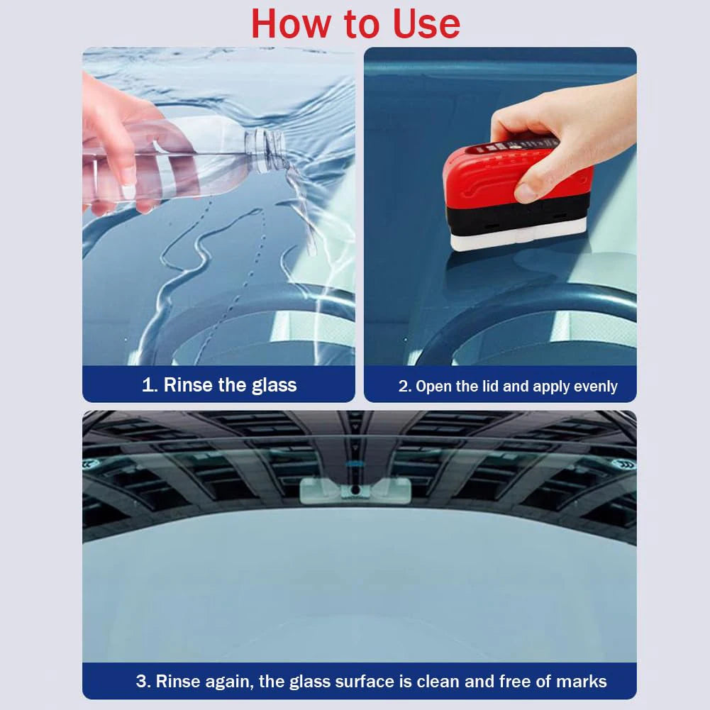Autoglas-Reiniger 2025: Car Glass Oil Film Remover - Powerful Windshield Cleaner Sponge Brush Water Spots Collection