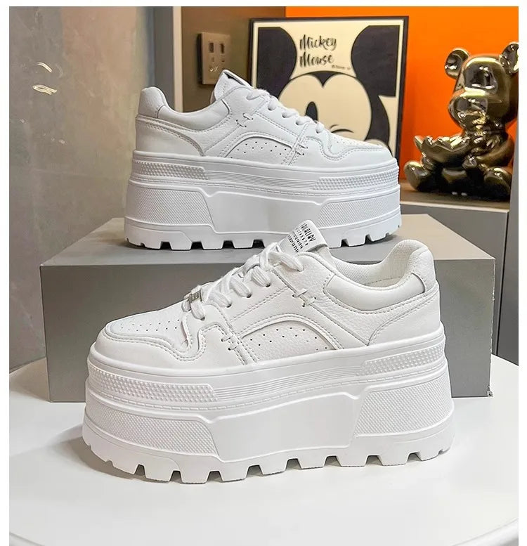 Women9 CM Platform Sneakers Casual Outdoor Simple Design Skateboard Comfortable Lace Up Sneakers Running Sports Shoes Female 40