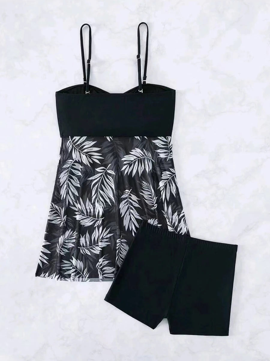 Tankini-Set 2025: lyric Short Dress Tankini With Shorts Swimsuit Women Swimwear - Female Padded Printed Bathing Swim Suit Swimming Beachwear Summer Collection