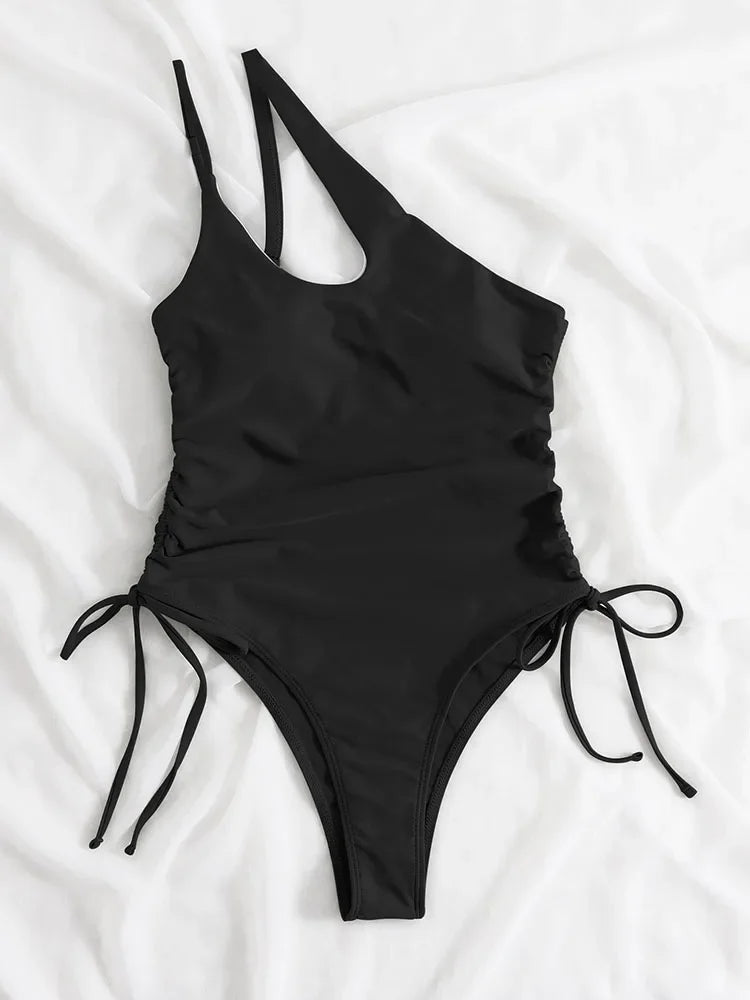 Badeanzug 2025: TOKITIND Solid Lace Up Badeanzug Damen Sexy Swimsuit Swimwear - Push Up Damen Bathing Suit Beachwear Female Bodysuit