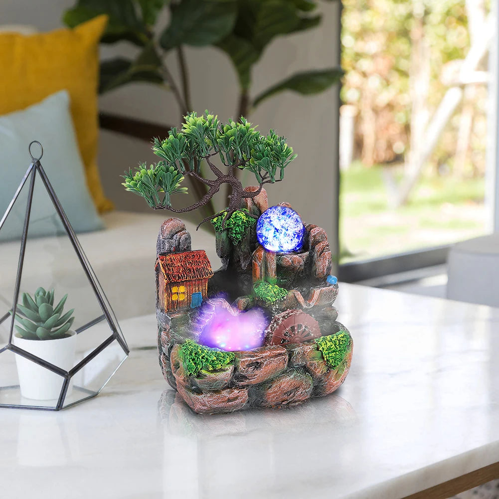 Desktop Fountain Simulation Resin Desktop Fountain Rockery Decor Atomizing Home Ornament Decoration Home Ornament Table Ornament