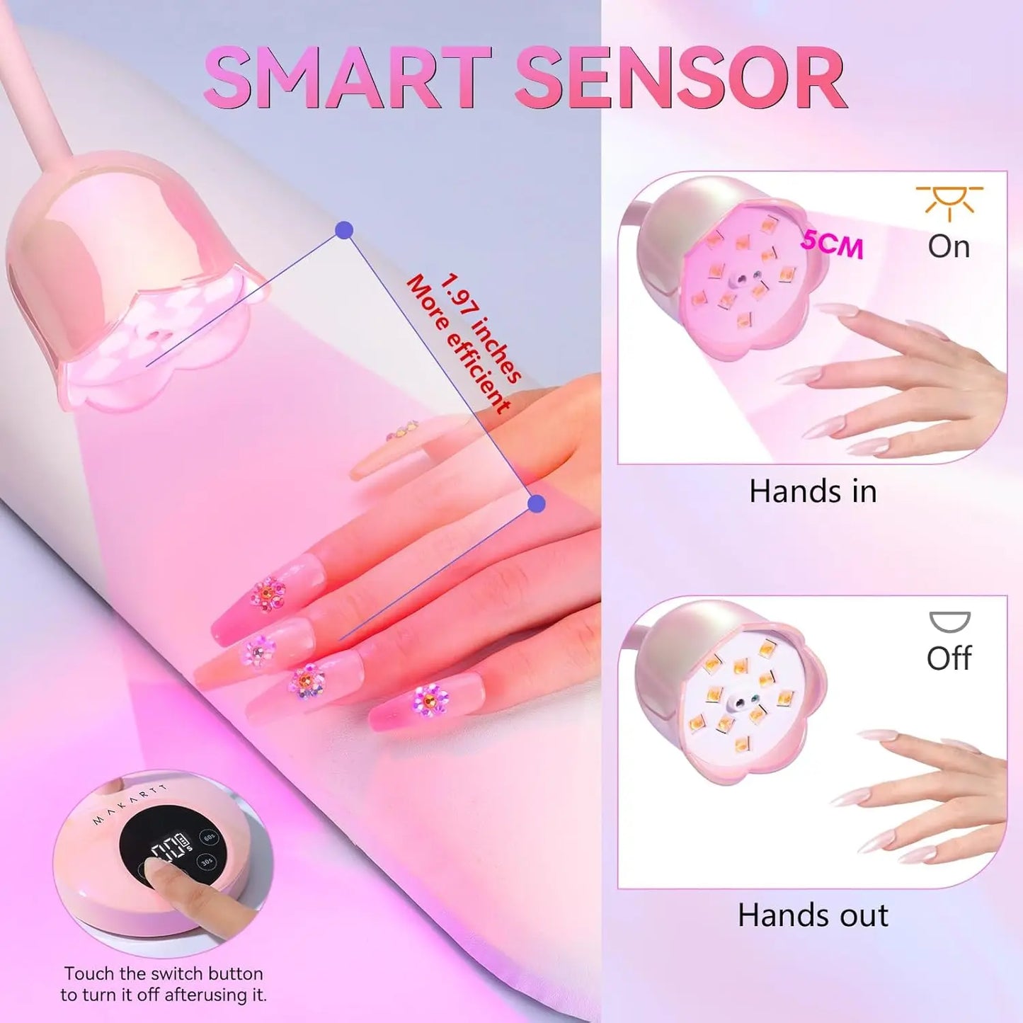 Makartt UV LED Nail Lamp Rechargeable Mini UV Light for Gel Nails Polish Fast Curing Goosenecks UV Lamp 10W Equitment Manicure