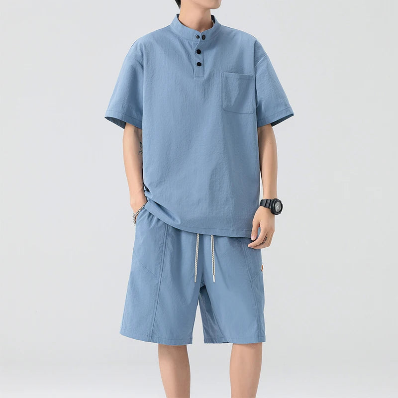 TIKALIACN Zweiteiler Sommer Kurzarm - Polyester M L