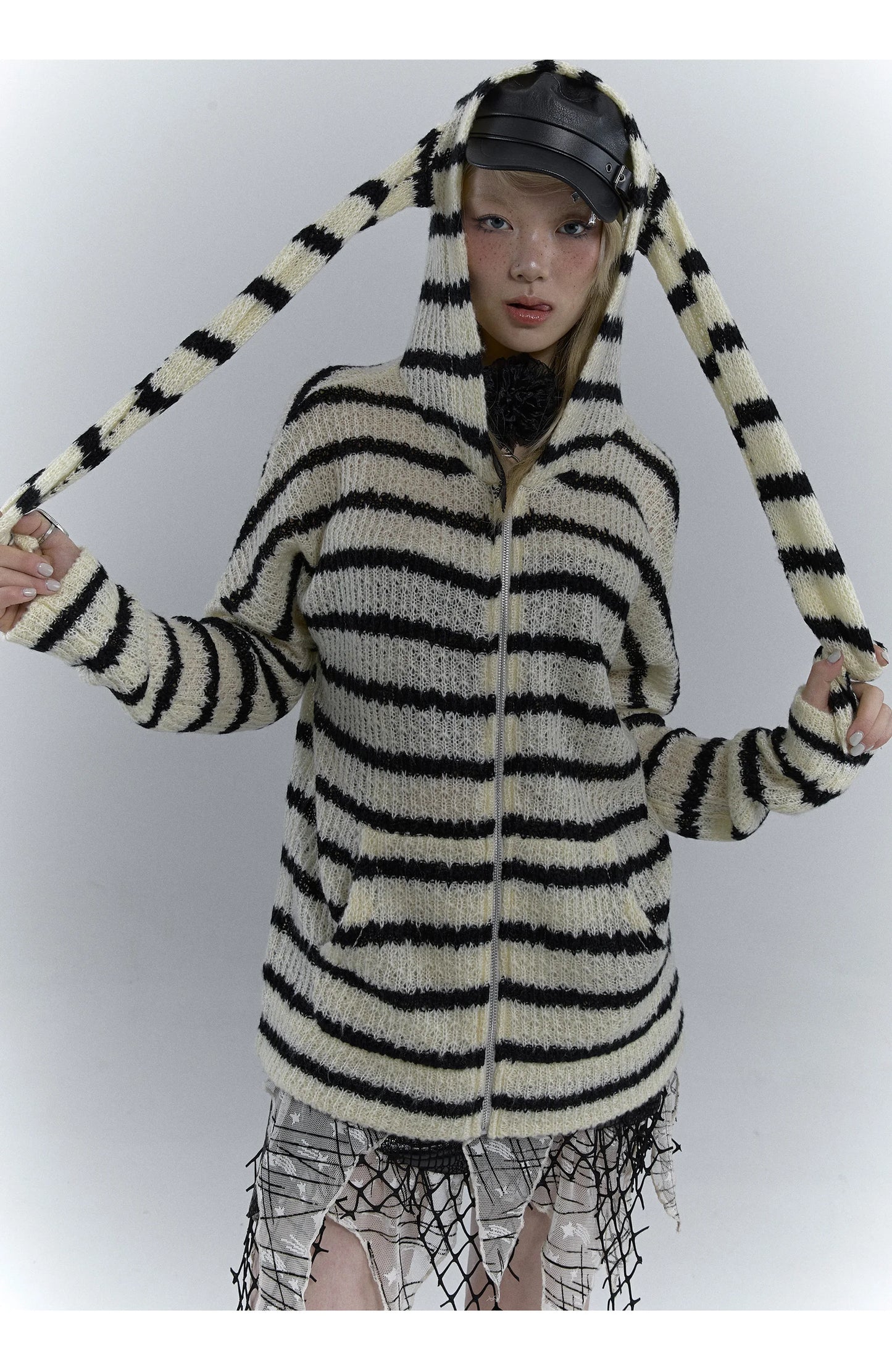 Karrcat Grunge Strickjacke Hollow Out - S/M, Vollarm