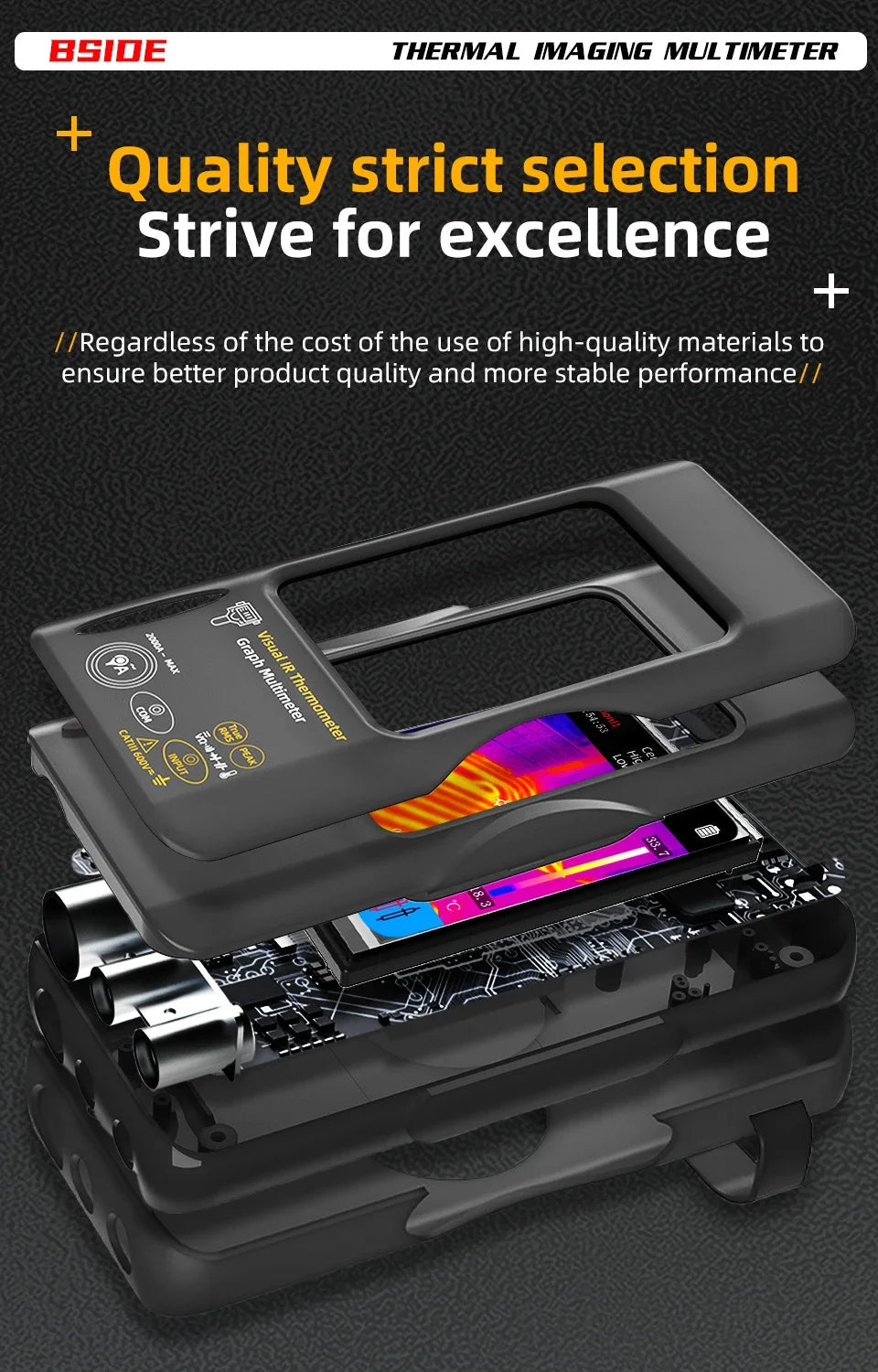 Cameră de termoviziune 2025: BSIDE SH7 320*320 Cameră de termoviziune 20000 de numărări - Multimetru digital cu ecran tactil 2 în 1 Cameră IR Reparații lentile macro Colecție PCB