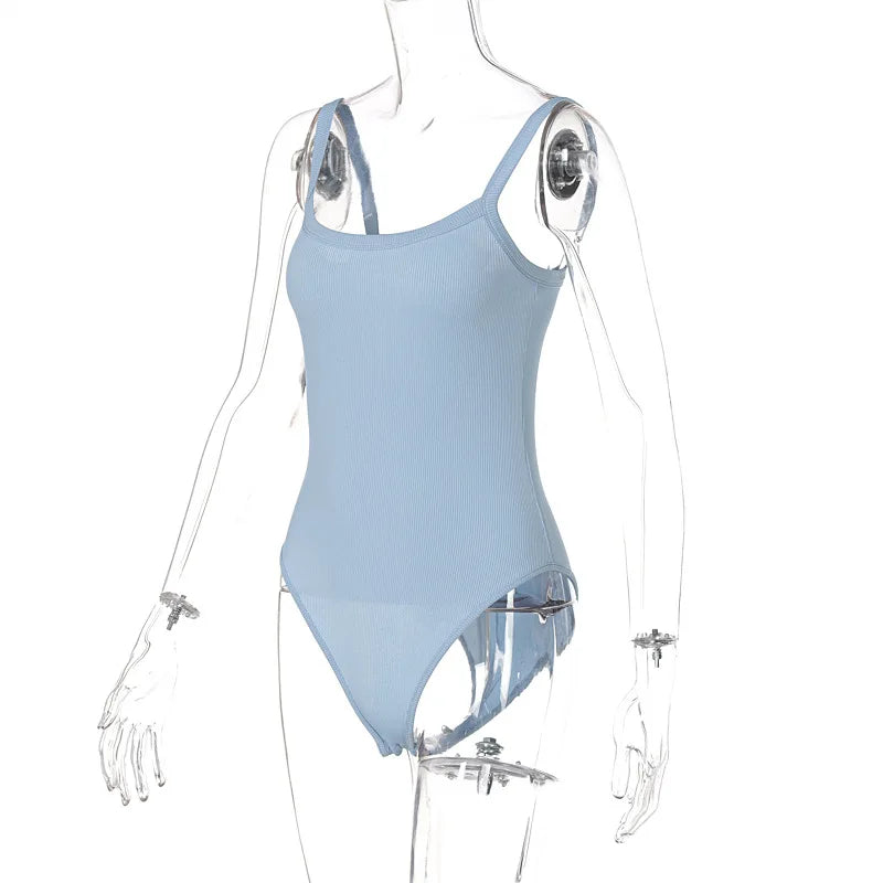 Strap Solid Bodycon elegant Body Casual Basic White Summer Bodysuit Women Tops Sleeveless Sheer Bodysuits Jumpsuit Slim