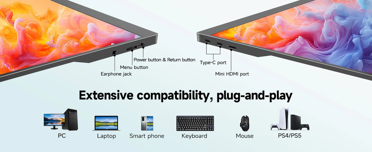 UPERFECT 15,6 Zoll Touch Monitor - Aufl. 1920x1080, 300 CD/M2, 60 Hz