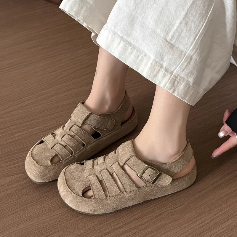 Flats Women's Sandals Fashion Hollow Designer Shoes Casual Slingback Slippers 2025 Summer Flip Flops Trend Sandalias De Mujer