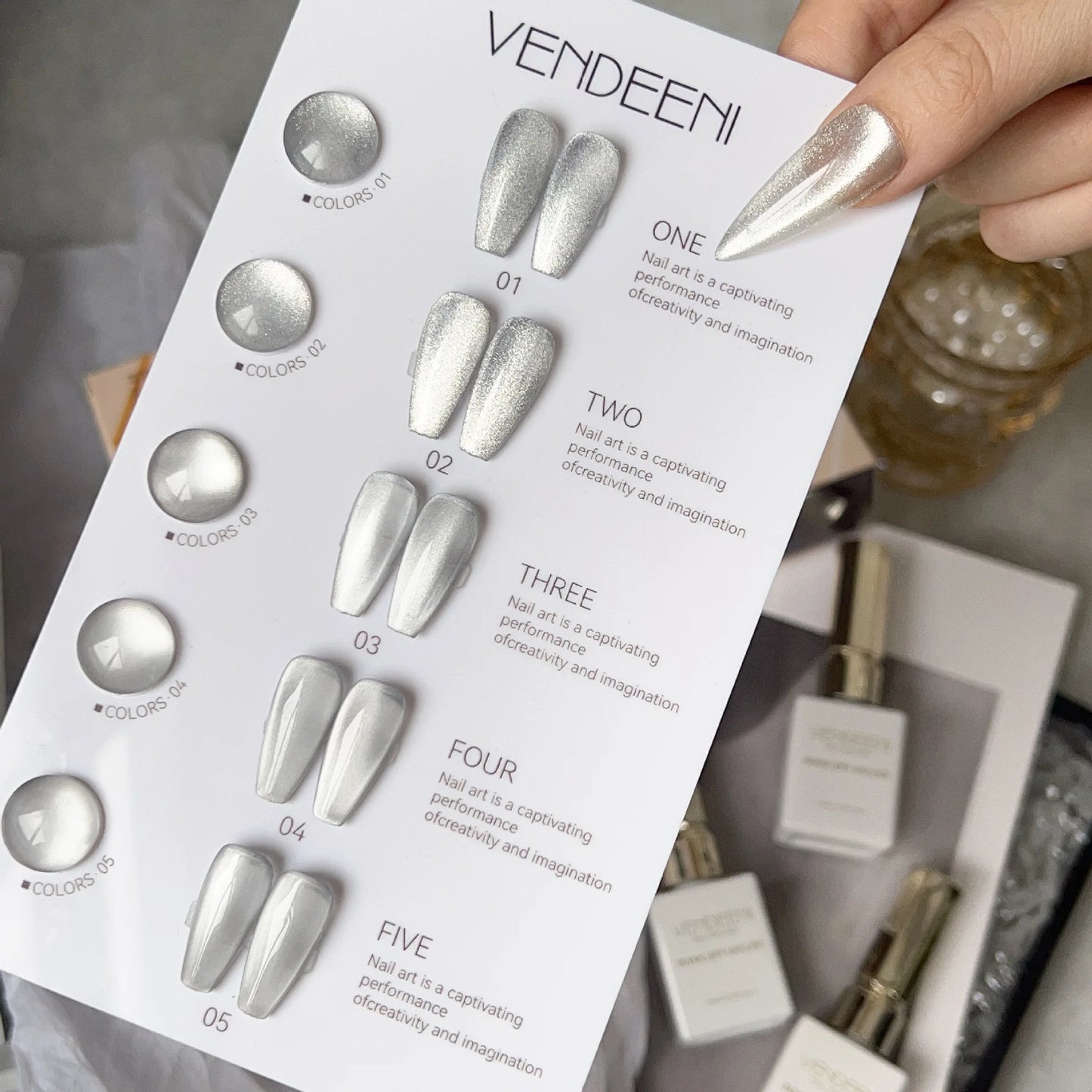 For Manicure Cat Eye Magnetgel - 5er Set 15ml UV Glitzer
