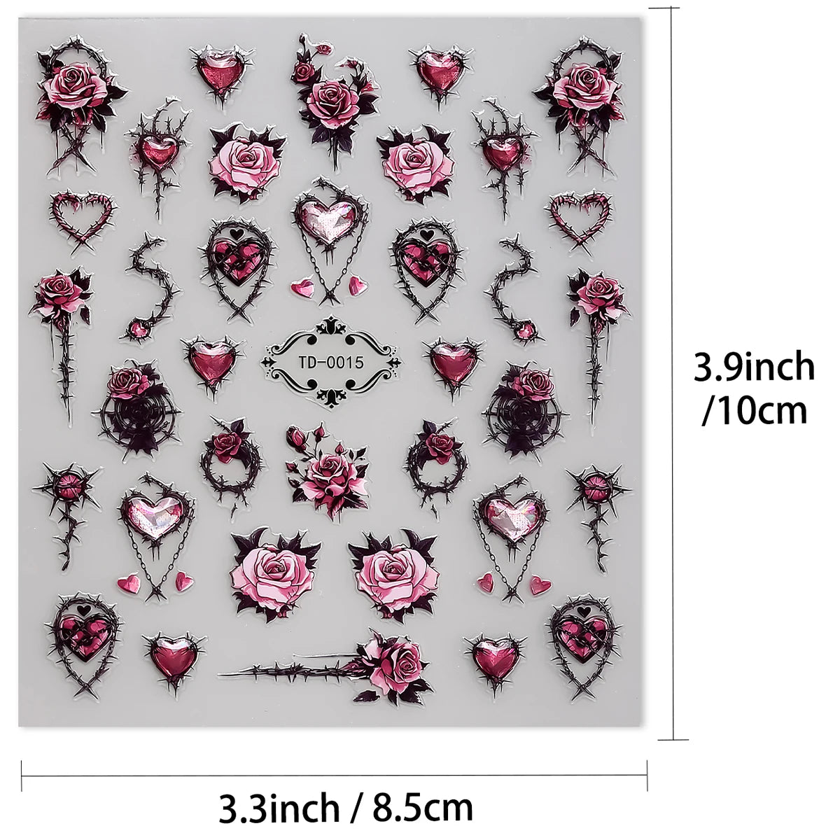 2Stk 5D Gothic Nagelsticker-Selbstklebend 2 Stk 3 x 1,5 cm