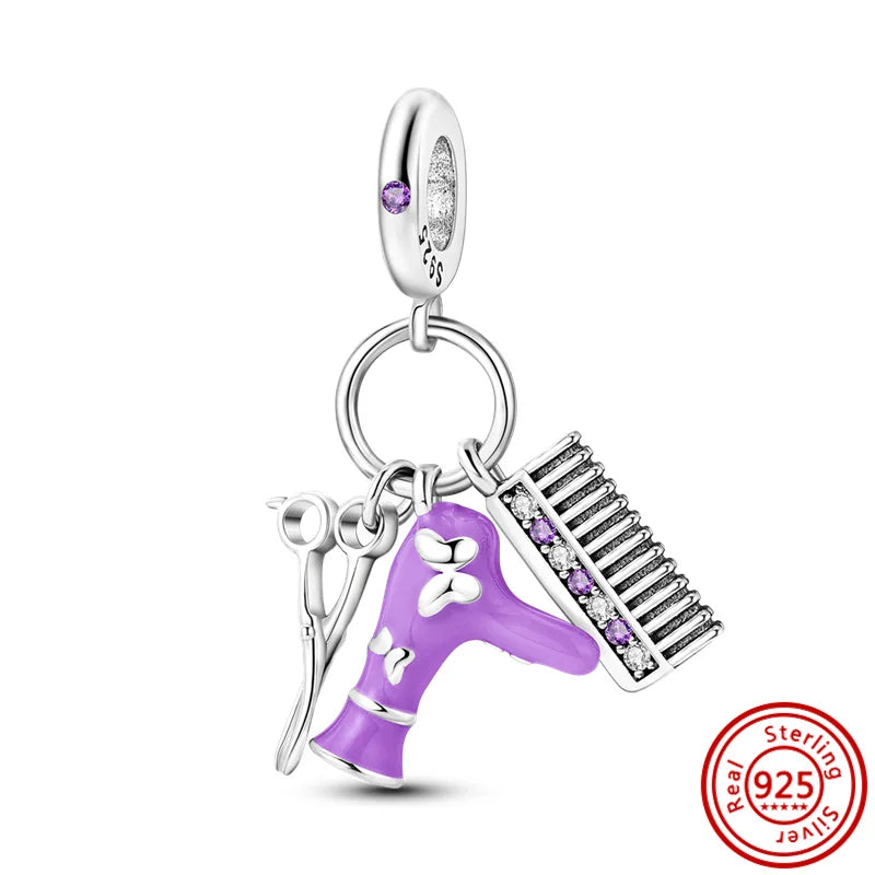 925 Silber Einkaufstasche Koffer Reisepass Handtasche Kamera Liebe Reise Leben DIY Perlen für Original Pantaro Charms Armband Schmuck