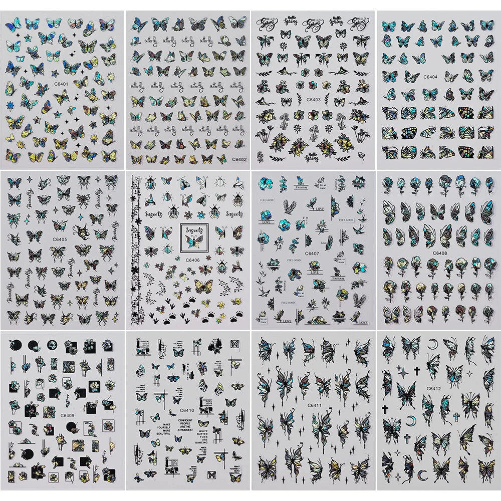 MAFANAILS Y2K Holo Schmetterlinge - 12er Selbstklebend