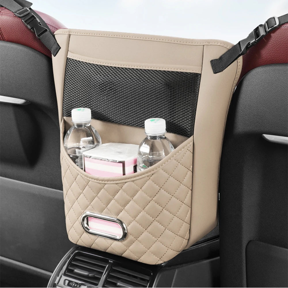 Car Seat Storage Bag For Handbag Tissue Drink Auto Armrest Box Hanging Pocket PU Leather Organizers Kit Accessories For Car Seat