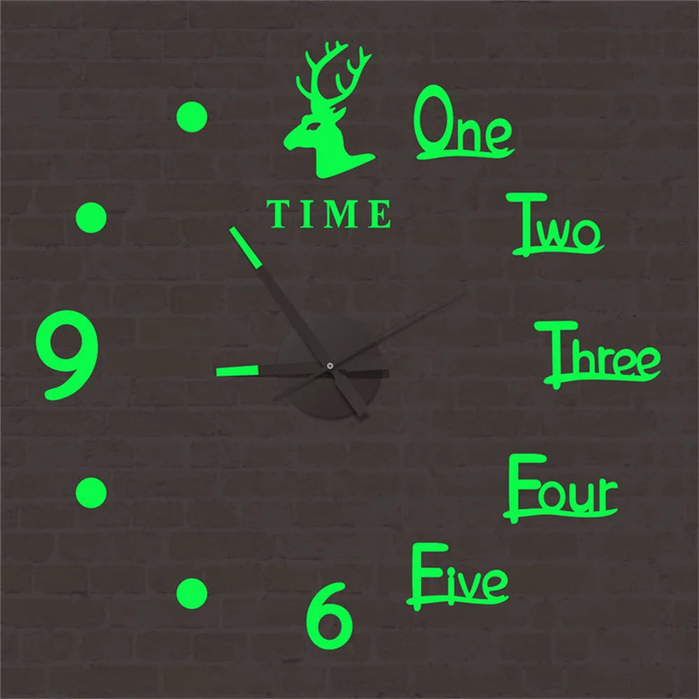 Luminous Wall Clock Large Watch Horloge Murale 3d Diy Acrylic Mirror Stickers Quartz Duvar Saat Klock Modern Mute Alarm Clock