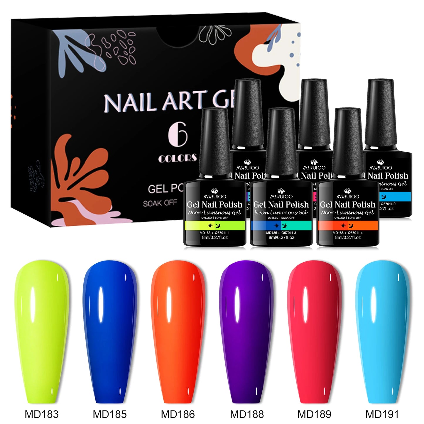 MSRUIOO ZH62498 Fluoreszierend Gelset - 6x8ml UV LED