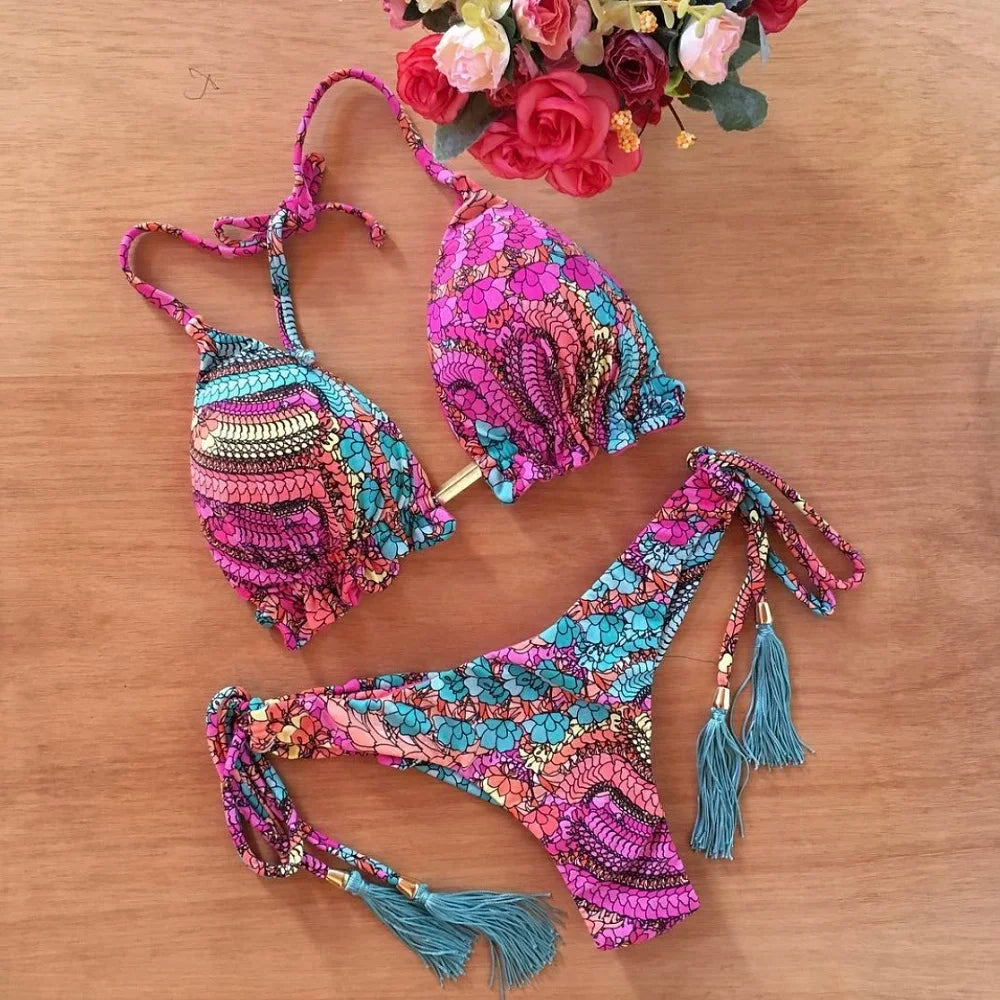 Bella Swim Push Up Bikini - Floral Print Cup B Größe S