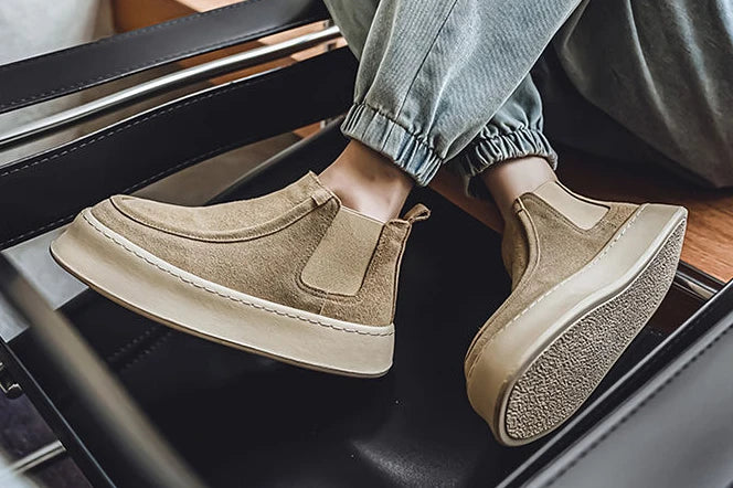 Ghete Chelsea Shangkaka cu platformă, croială înaltă - Mărimea 44, Înălțimea tocului 2 cm, Înălțimea gleznei