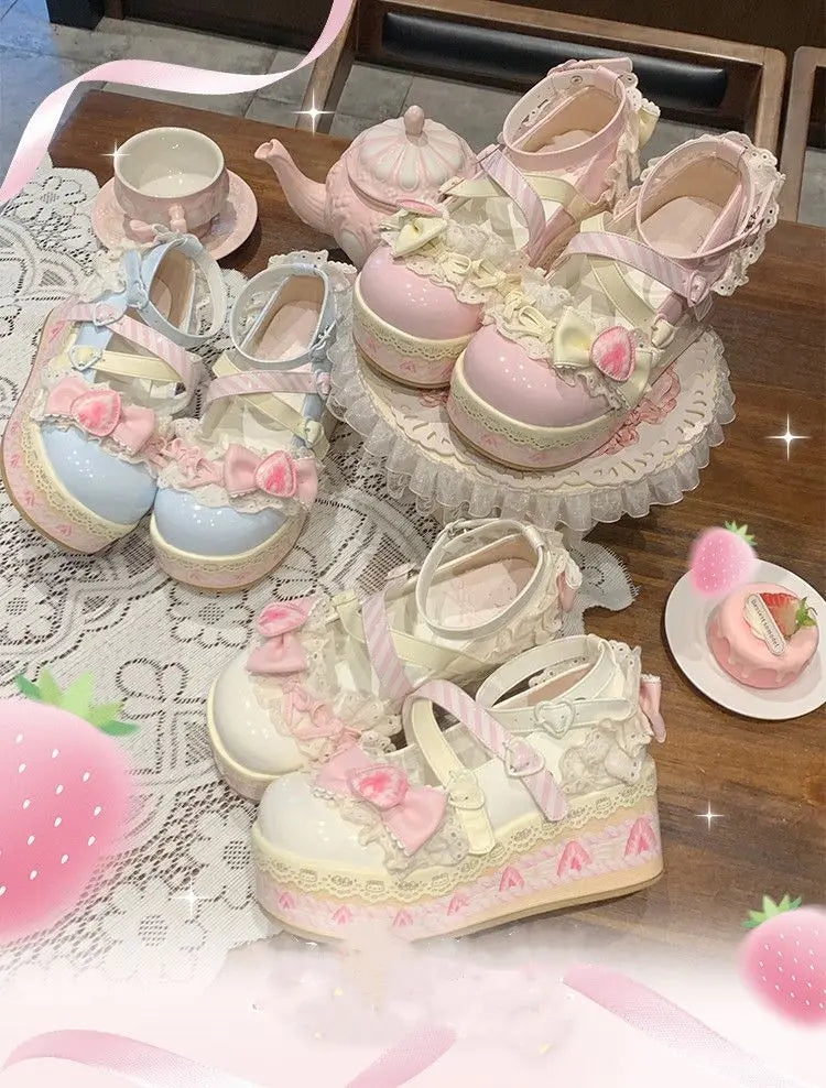 Lolita-Schuhe 2025: Thick-Sole Platform Cross-Strap - Princess Party Collection
