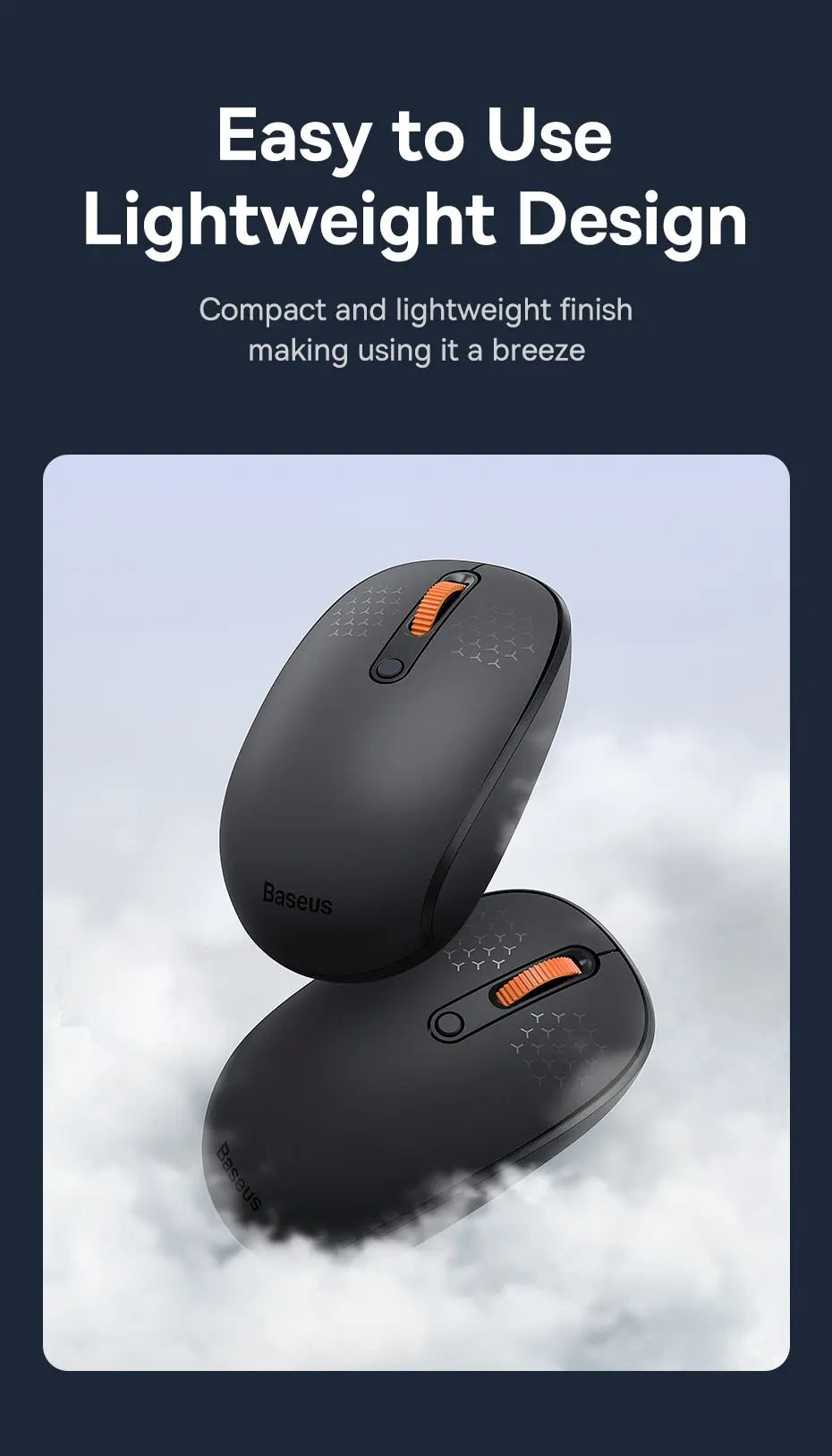 Baseus F01B Wireless Bluetooth 5.0 Maus - 1600 DPI, Silent Click, für MacBook, Tablet, Laptop, PC und Gaming