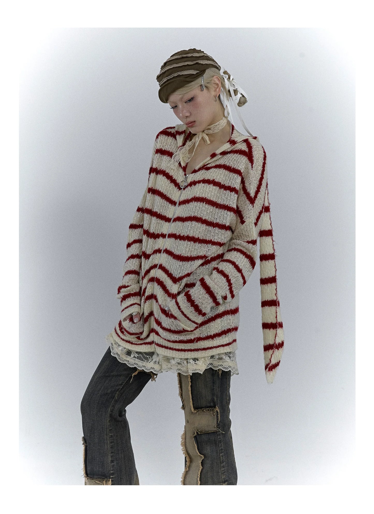 Karrcat Grunge Strickjacke Hollow Out - S/M, Vollarm