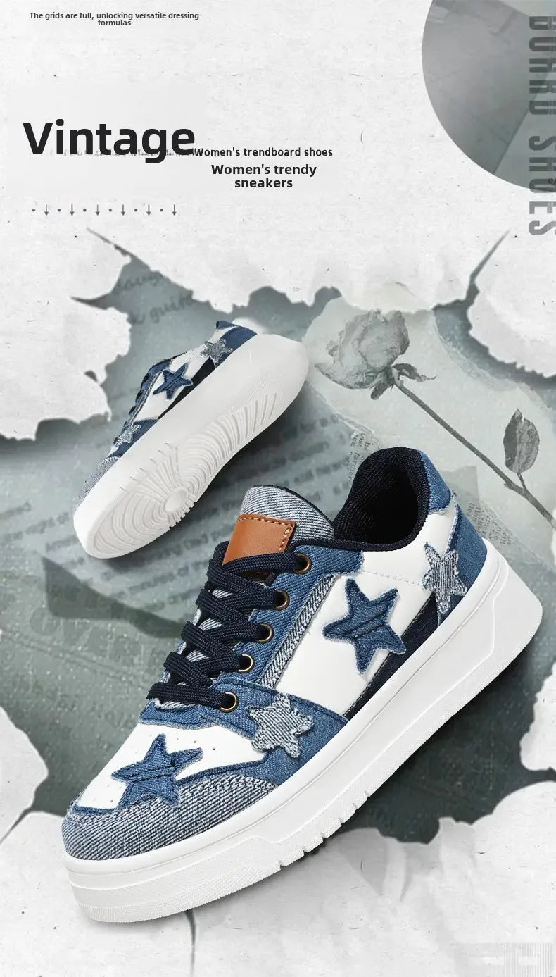 Men's Sneakers Fashion Star Skate Shoes Punk Hip Hop Style Student Sports 2 Summer All-match Non-slip Booster Casual Shoes