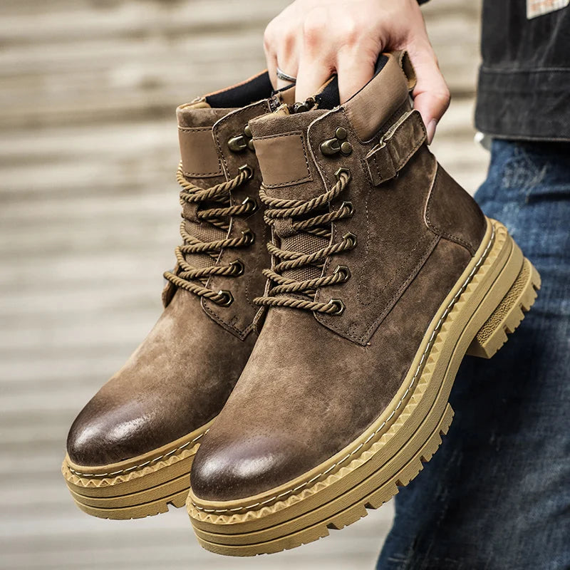 YeinshaarsCN Suede Leder High-Top - Größe Knöchel Rutschfeste Sohle