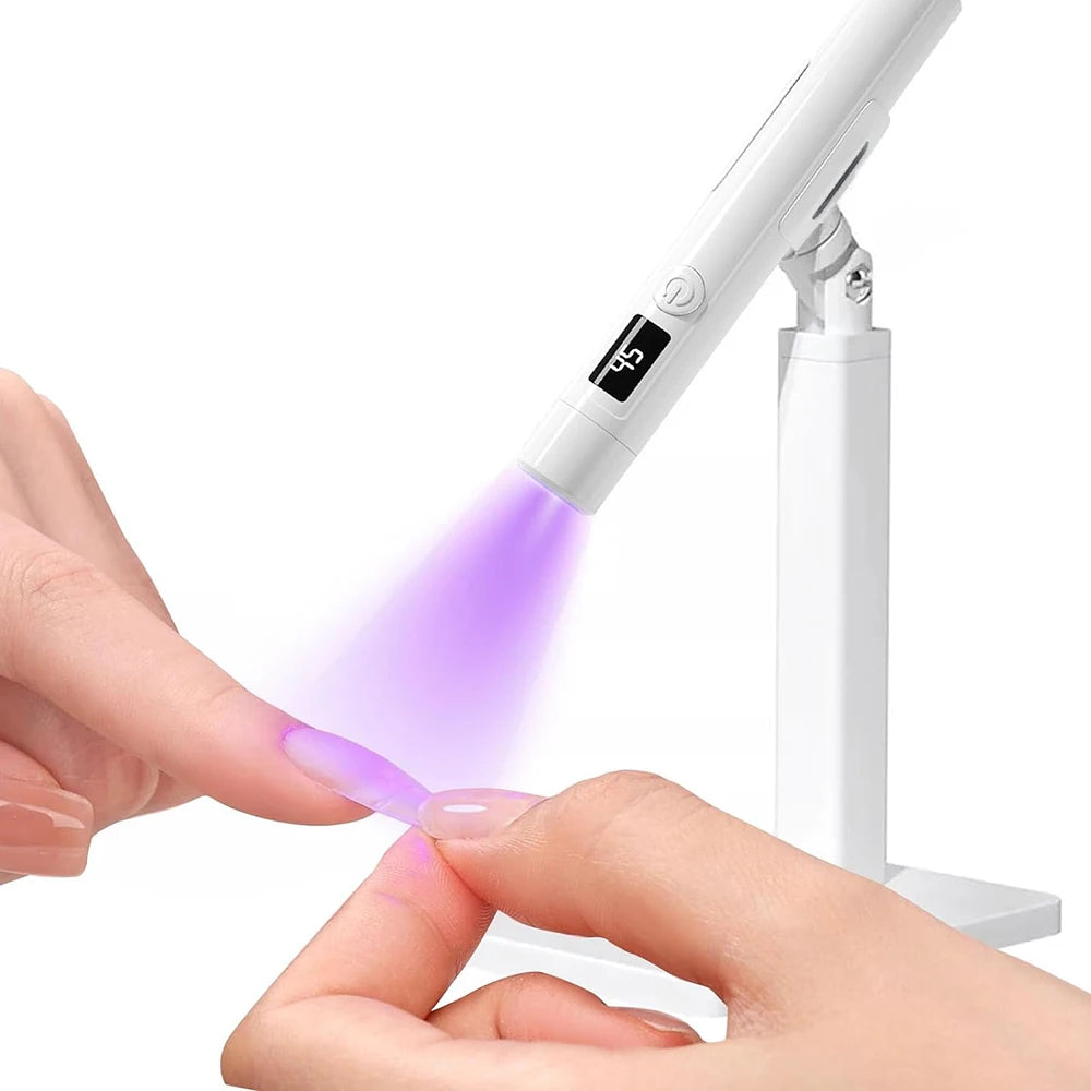 White Mini Handheld Uv Light For Nails with Stander USB Rechargeable Nail UV Gel Light Fast Curing For Gel Nails Portable Lamp