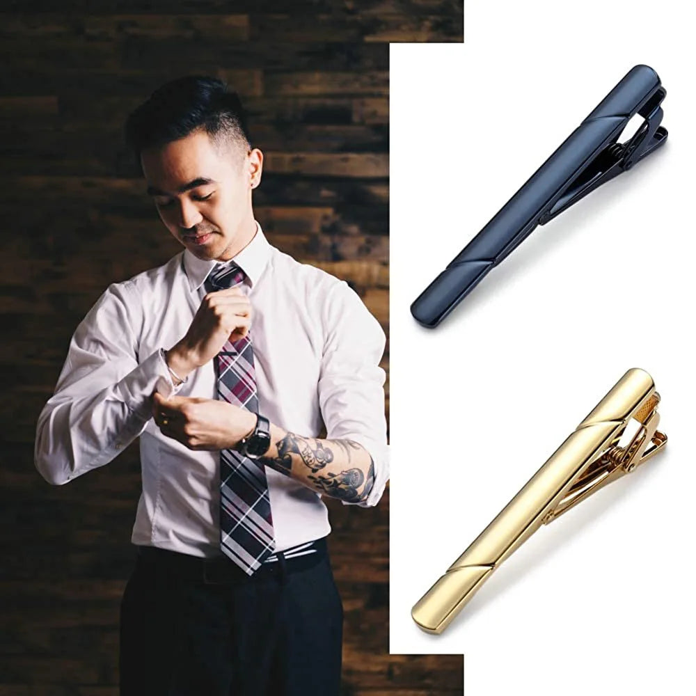Eleganz Classic Glänzend Krawattenclip - 4 Stück Metall 5 cm