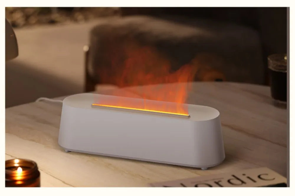Humidifier Flame Aromatherapy Diffuser Can Add Essential Oils 7 Colours Flame Diffuser Timing Protection USB Desktop Humidifier