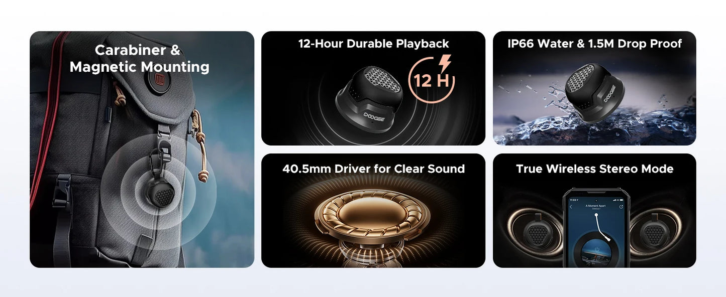 DOOGEE SnapBeat Magnetischer BT-Lautsprecher - 12h Akku, <25W, Kompakt
