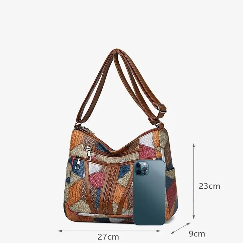 Women's Elegant Vintage Crossbody Bag Trendy HandBag Fashion Multi-pockets Shoulder Bag All-match Retro Crossbody Bag for Daily