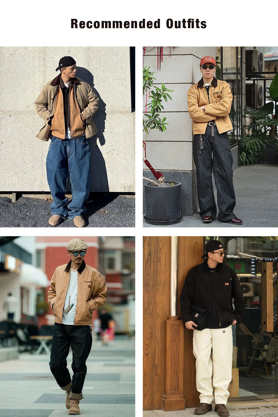 Maden J001 Retro Canvas Jacke - Reißverschluss, Baumwolle