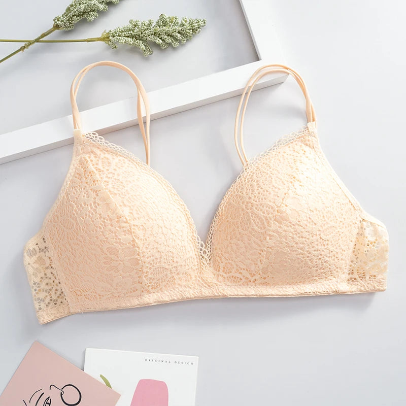 eles Damen Bralette 2025 - Spitzen BH ohne Bügel A/B Cup mit Blumenmuster