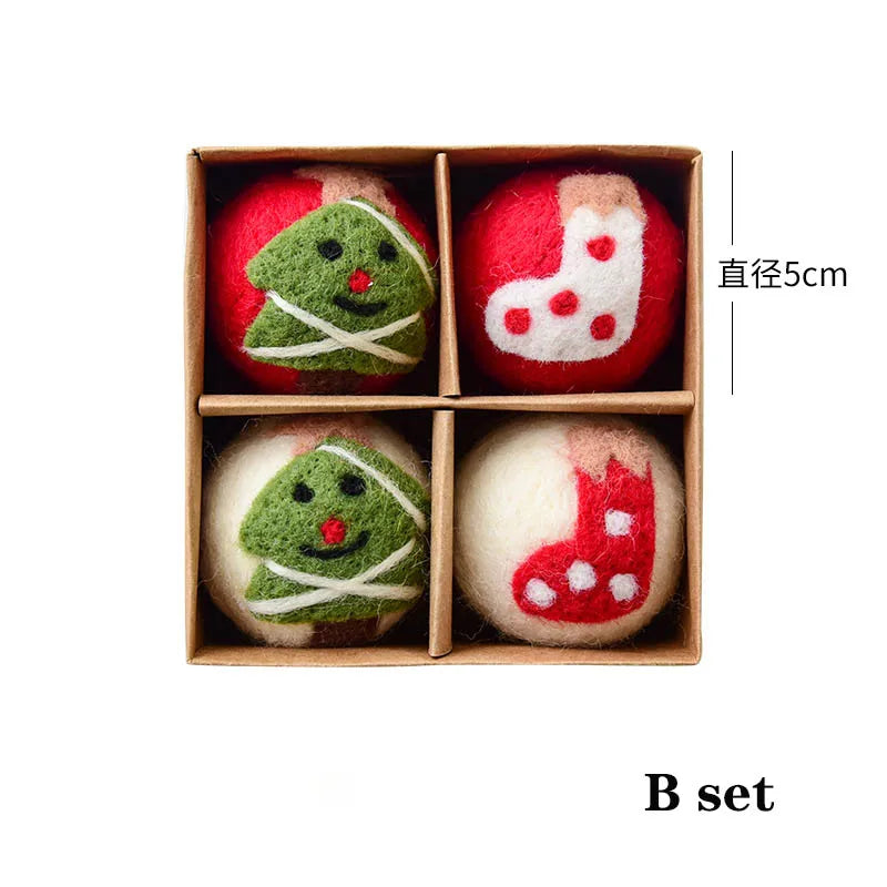 4Pcs Filz Kugeln Handgefertigt - Durchmesser 5 cm, Material Filz, Stückzahl 4