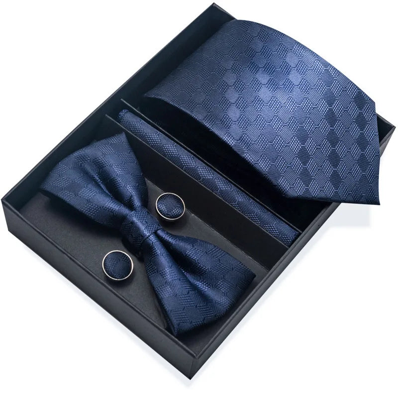 Men's Tie Pin cuff square bow Tie with pocket square cufflinks Set Paisley Men's Business Wedding Suit Accessories 6-piece set
