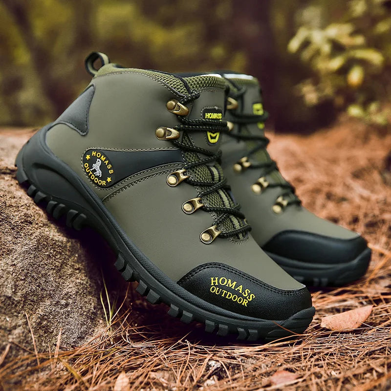 Shoes for Men 2024 New Men Sneakers Leather Waterproof Mountaineering Camping Hiking Shoes Thick Sole Comfortable Running Shoes