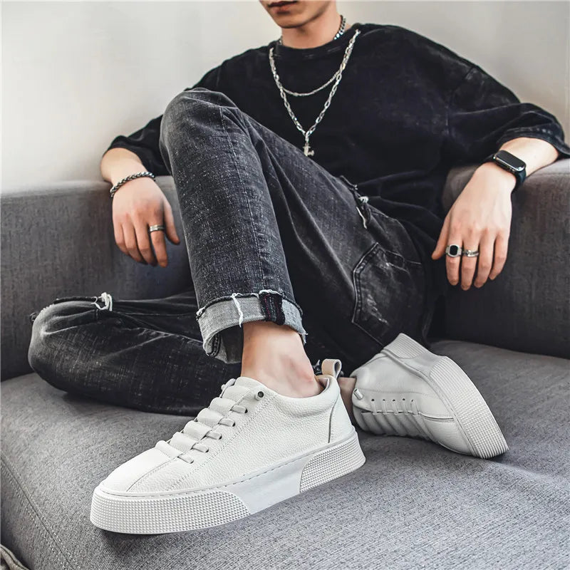 White Sneakers for Men 2024 Spring Fashion Casual Lace Up Round Toe Flat mens Running Sport Shoes Zapatillas Deportivas Hombre