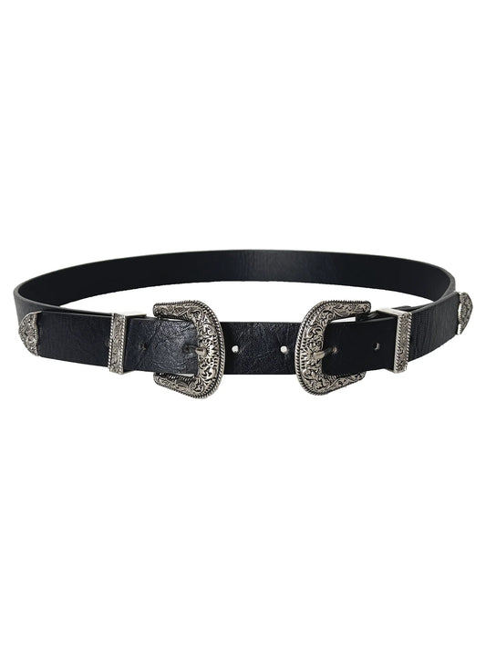 Women PU Leather Metal Double-end Waistband Y2k Fashion Elegant Street Belt Goth Punk Rock Waist Accessorie