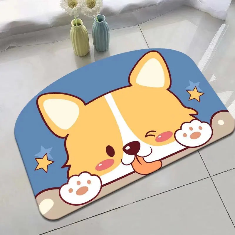 Panda Cartoon Dog Pattern Soft Cushion Bath Mat Quick Dry Super Absorbent Non-slip Bathroom Rug Diatom Mud Carpets Waterproof