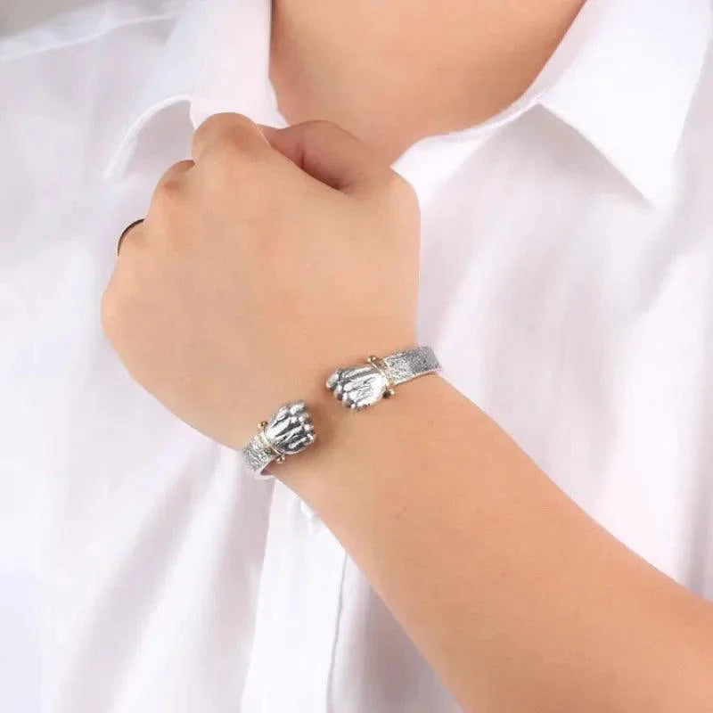 Masculine Fist Shaped Bracelet for Mens Vintage Solid 925 Silver Bangles Classic Jewelry
