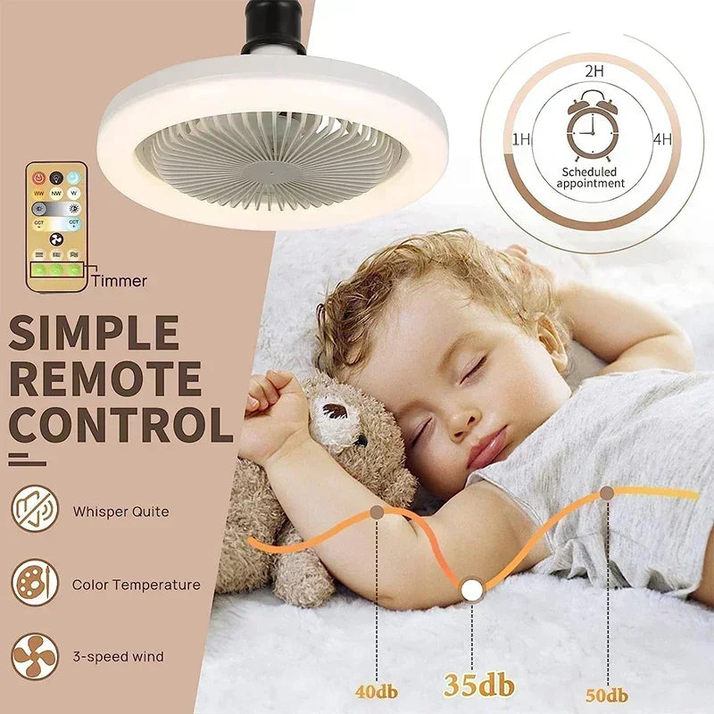 Smart 2 In 1 Deckenventilator Mit Fernbedienung Beleuchtung E27 Umschaltbasis Beleuchtungsbasis Für Schlafzimmer Und Wohnzimmer