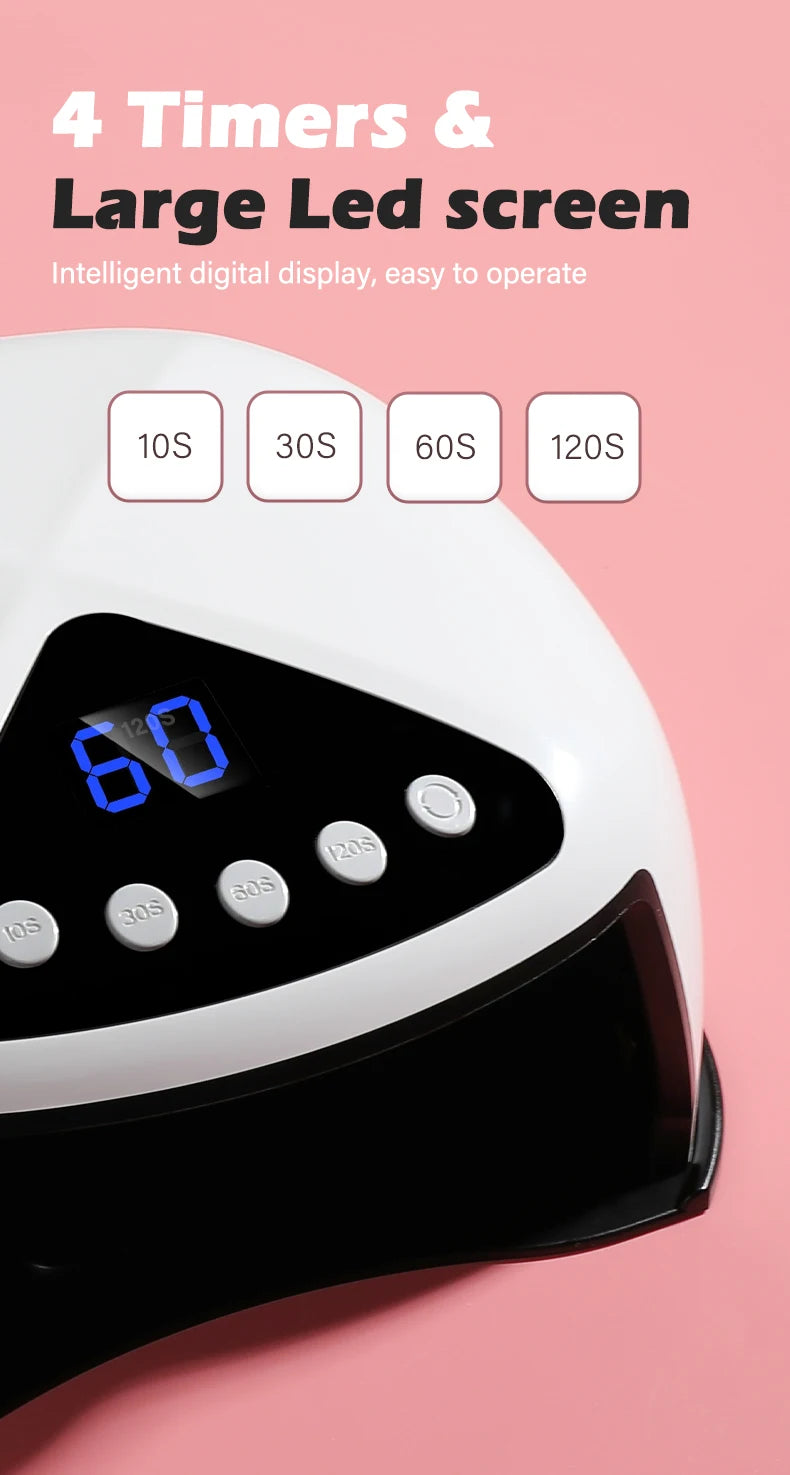 UV LED Nail Lamp Nail Dryer with LCD Display Auto Sensor 4 Timer Setting Gel Curing Lamp Gel Polish Light 32 Bead for Home Salon